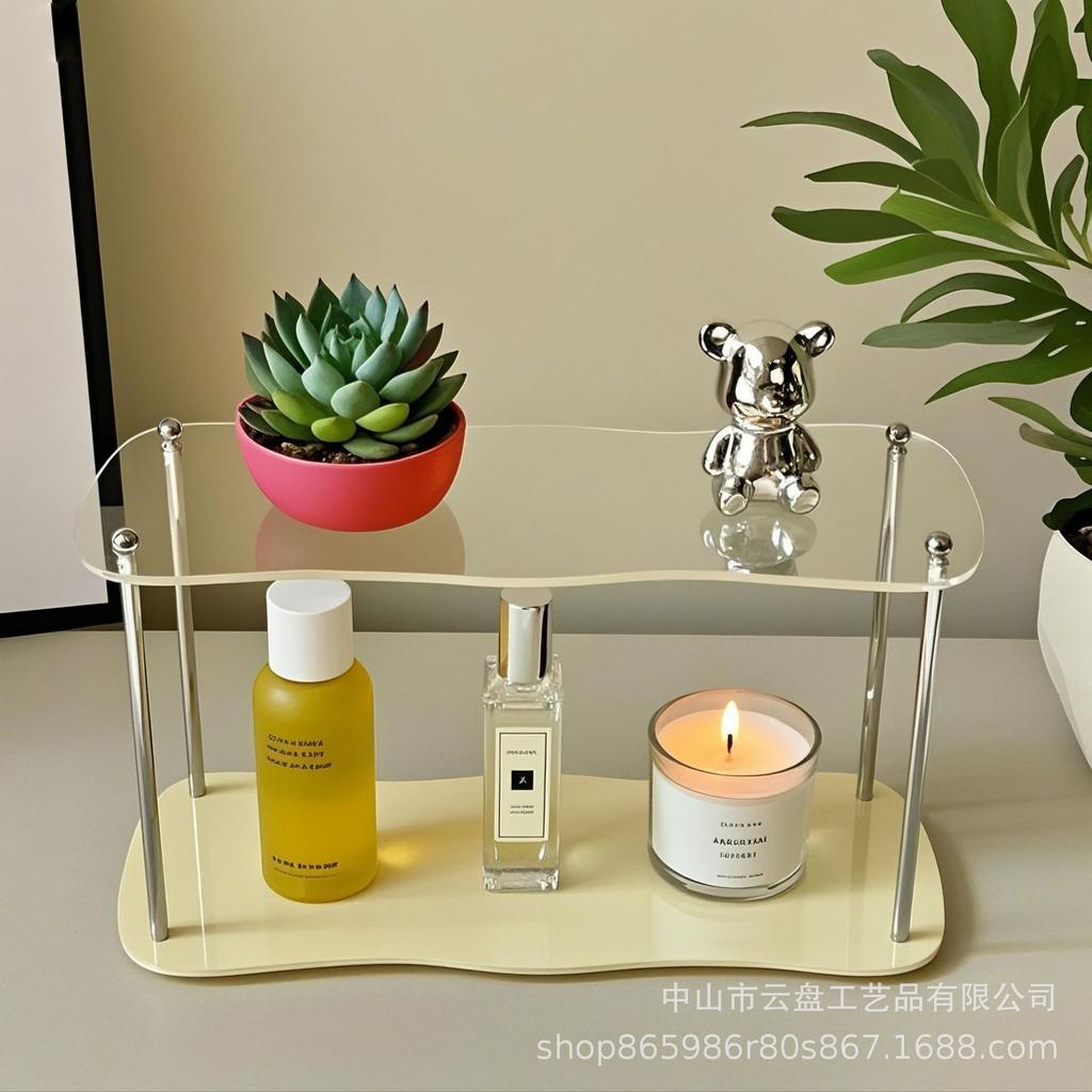 Elegant 2-Tier Clear Acrylic Display Shelf For Bedroom, Living Room, Bathroom, And Kitchen – Multipurpose Layered Storage Rack