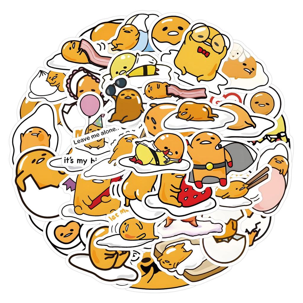 60/120 Gudetama Graffiti Waterproof Stickers for Notebooks, Luggage, and Guitars