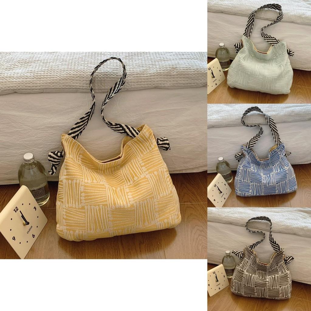 Stylish Vintage Summer 2024 Large Capacity Tote Bag Versatile Crossbody Bag In Brown Green Blue Yellow