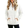 Fall/Winter Solid-color Padded Long-sleeved Buttoned Fashion Street-style Women's Hoodie