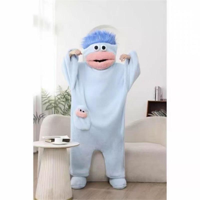 Bequemes Kostüm-Outfit mit großem Mund für Loungewear Enthält Schuhe und Styling-Accessoire für Verkleidungsspiele und Veranstaltungen