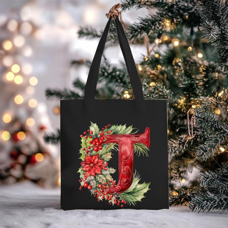 Christmas letter flower print niche trend tote bag shoulder bag
