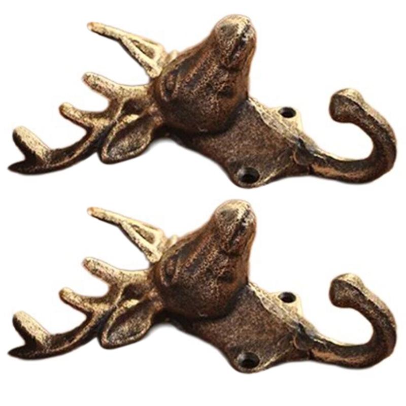 2 Pieces Deer Antler Sturdy Iron Wall Mounted Hook for Kitchen Supplies Bedroom Organizing Elegant Designs Daily Use