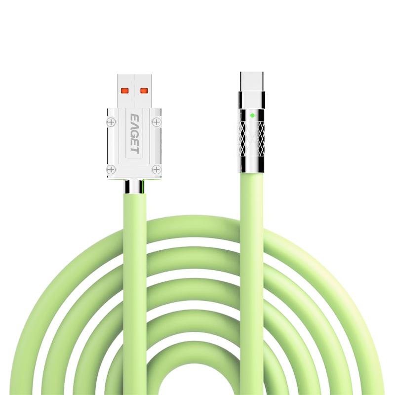 

120 Вт кабель для быстрой зарядки USB to Type-cinterface для Xiaomi Samsung Huawei Andriod Type C кабель для передачи данных и зарядки 1M зелёный