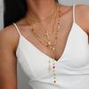 Retro Kreativ Bunte Zirkon Quastenketten Kreuz Anhänger Mehrschichtiges Halskette für Frauen Mode Halsband Kette Schmuckzubehör