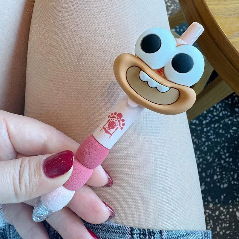 4Pcs Cute Big Mouth Big Eyes Funny Doll Black Gel Pen for School Students Or Office Use Writing Stationery Student Exam Pens