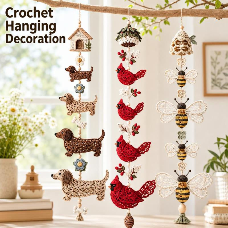 Diy Crochet Kit For Beginners Complete Yarn Set Handmade Animal Hanging Decoration Wall Window Ornament Home Halloween Craft