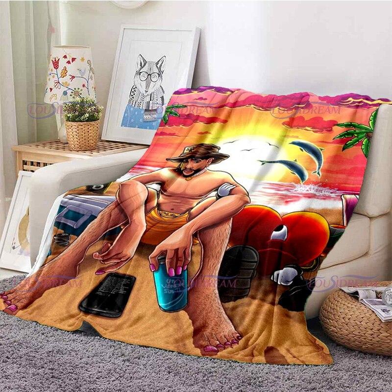 Cartoon Bad Bunny Blanket Flannel Blankets Pop Latin Music Warm Plush Fleece Throw Blankets for Aldult Sofa Bedding All Season