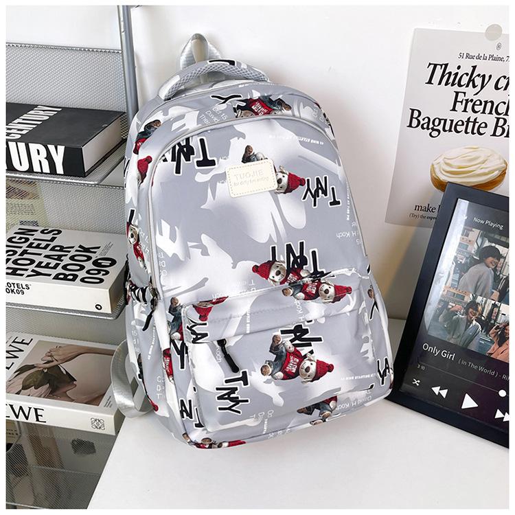 

Trendy backpack New fashion middle and high school student schoolbag Large capacity breathable back protection Casual computer backpack сірий колір