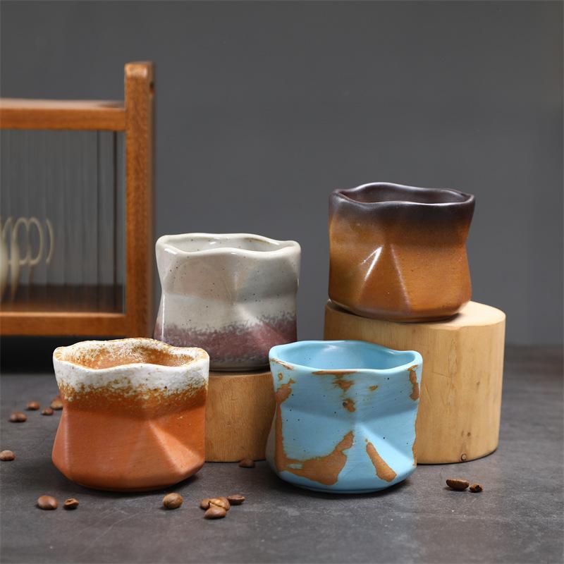 Kiln Change Small Cup Kung Fu Tea Bowl Retro Ceramic Tea Cup Coffee Cup Coarse Pottery Kiln Change Master Cup