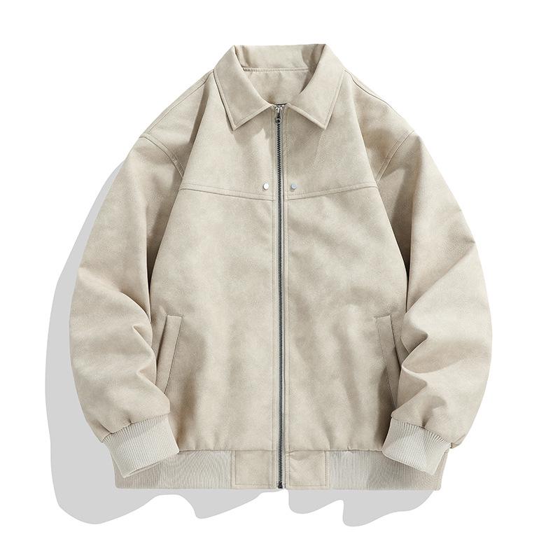 Men's American Retro Turn-Down Collar Leather Jacket - Autumn/Winter Loose Fit Trendy Outerwear