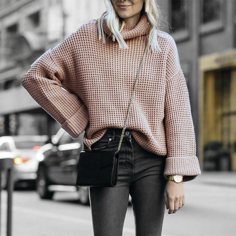 Women S High Neck Loose Knit Sweater For Autumn Winter
