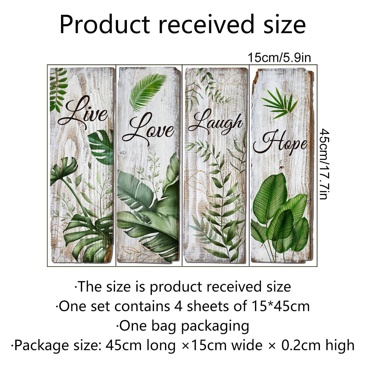 Green Plant Decorative Wall Art Stickers Background Wall Home Decor Wall Decals Self-Adhesive 15x45cm (4 Sheets)