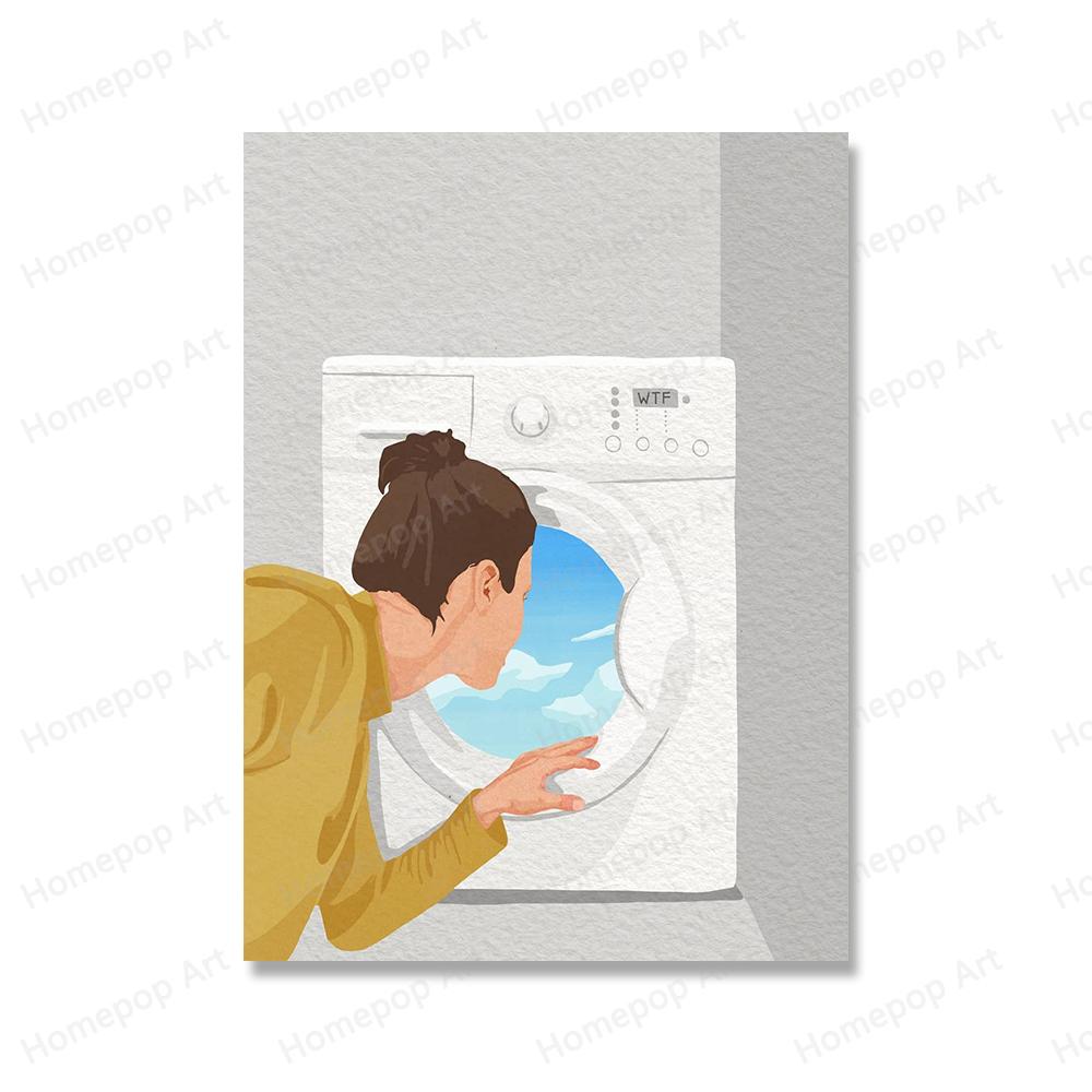 

Забавная минимальная стирка одежды, складная настенная живопись на холсте, плакаты на скандинавскую тему и принты, картинки для прачечной, украшение дома 30x40cm no frame белый