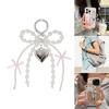 Elegant Pearls Bowknot Heart Charm Pendant Bag Decoration Bows Keychain Keyring Ornament Fashion Accessory For Women