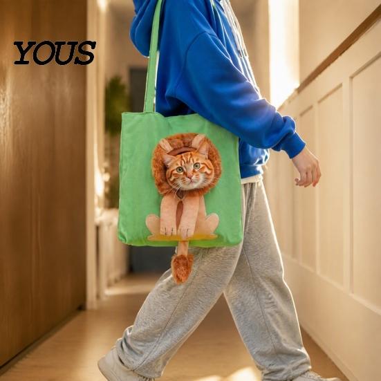Small Dog Travel Tote with Window Canvas Cat Carrier Bag, Pet Drawstring Window, Safety Bag Anti Escape Buckle Buckle, Foldable Shoulder for Dogs And