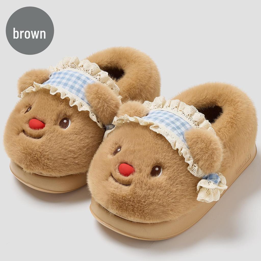 Women's Cute Cartoon Furry Slippers - Plush, Non-Slip, Warm Indoor Winter Footwear