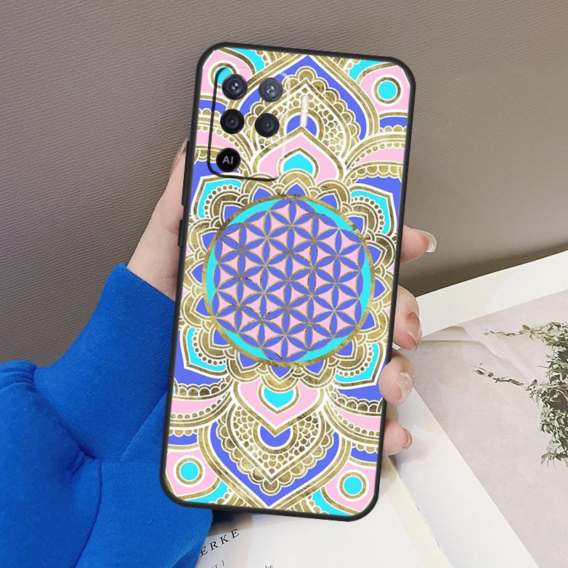 Flower Life In Lotus Pastel Golds Case For Oppo A77 A57 A17 A60 A80 A40 A74 A54 A94 A78 A98 A18 A38 A58 A96 A76 A16 A15 A5 Pro