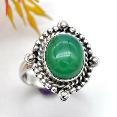 Green Onyx Gemstone 925 Sterling Silver Jewelry Statement Ring Women Ring