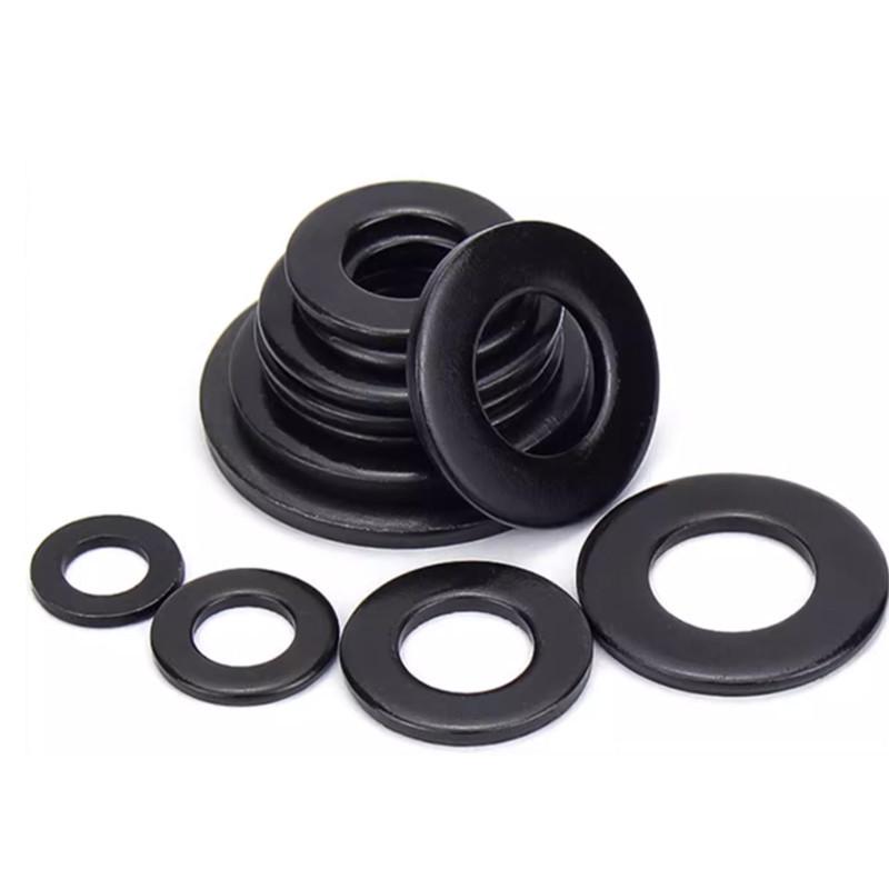 Large Black 304 Stainless Steel Ultra-Thin Oversized Flat Washer, Zinc-Plated