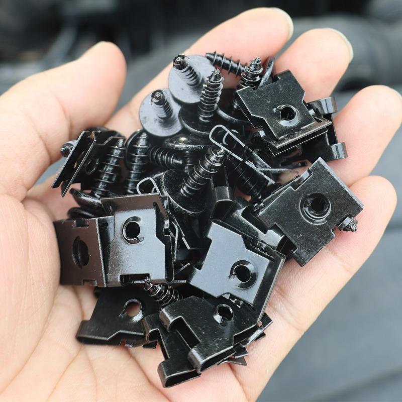 40/20/10PCS Car Motorcycles Metal Screw Tapping Fastener U-Type Clip with Screw Anti-rust Protection Screw Buckle Iron Sheet