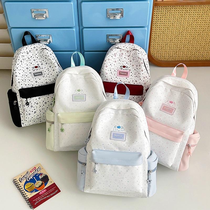 Schoolbag New 1011 College Style Backpack Light and Cute Junior High School High School Students Sweet Stars High Value Backpack