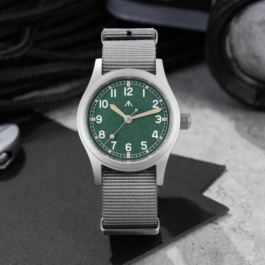 Militado ML12B 38mm Militäruhr VH31 Quarzwerk Gewölbtes Saphirglas C3 Leuchtend Vintage Uhren 100m Wasserdicht