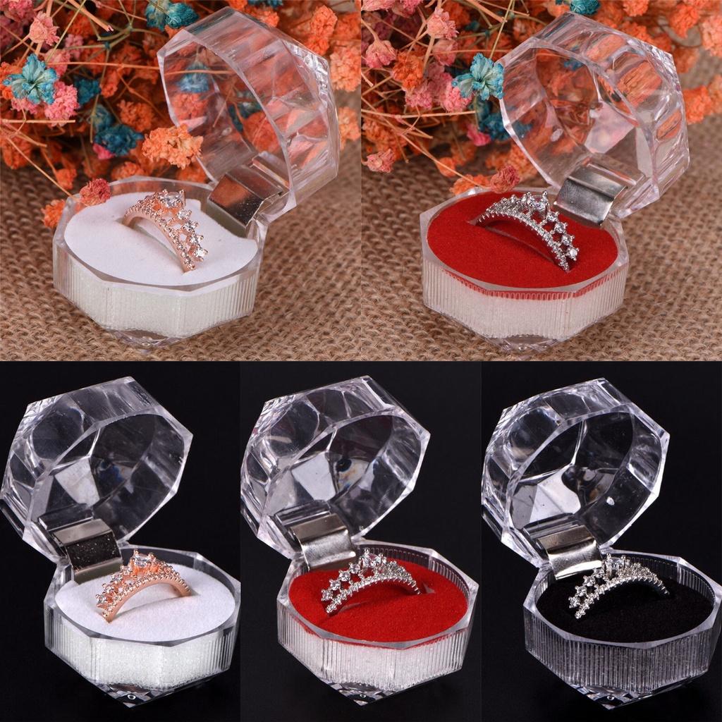 Durable Acrylic Small Octagonal Transparent Crystal Ring Box Jewelry Storage Box For Rings Earrings And Accessories