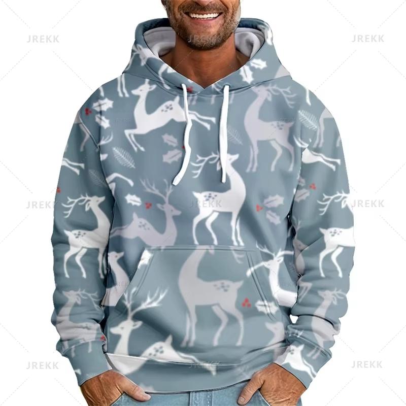 Merry Christmas 3D Printing Men Hoodies Funny Reindeer Graphic Hooded Sweatshirts Women Santa Claus Pullovers Clothing