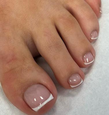 Punte Unghie Piedi Rimovibili Stile Francese Set Unghie Artificiali Piedi Durevoli Facili da Applicare e Rimuovere Adatto per l'Uso Pedicure