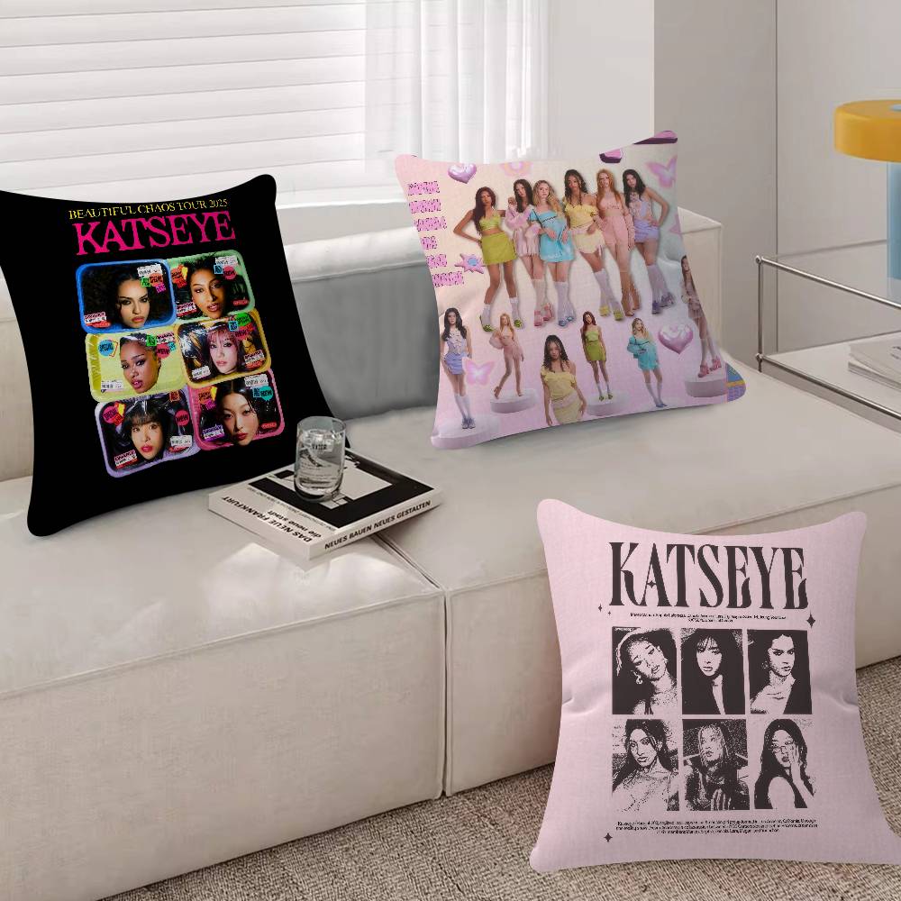 Kpop Style Hot Girl K-Katseye Pillow Cover For Bedroom Room And Living Room Sofa Decorative Cushion Cover