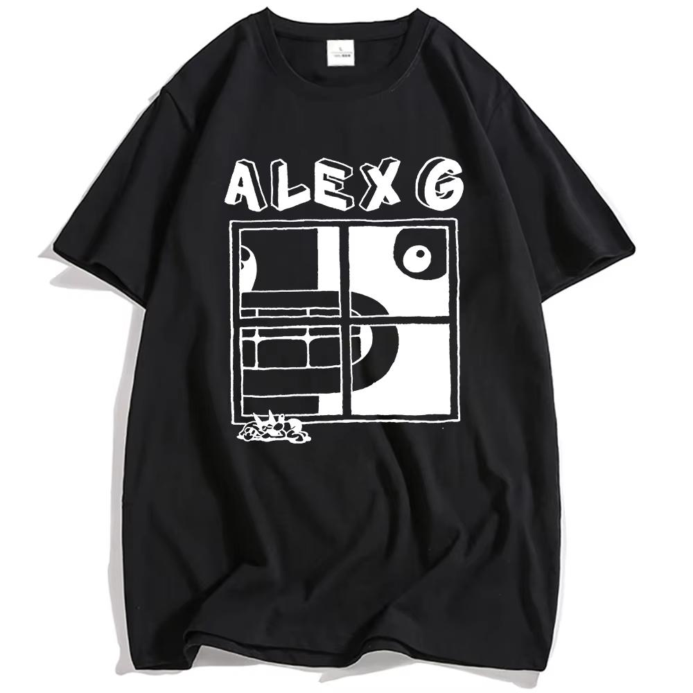 

ALEX G Window Tee Headlights Album Printing Tshirts Summer Short Sleeve Loose T Shirt for Male O-neck Fashion Men Clothing S разноцветный
