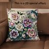2D Vintage Floral Embroidery Style Throw Pillow Covers Pattern Cushion Cover Suitable For Sofa Bedroom Car Pillow Cover