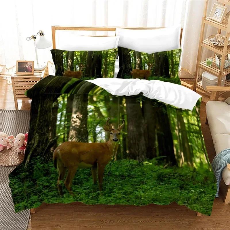 

3D Print Sunset Wildlife Deer Elk Giraffecomfortable Duvet Cover Pillowcase Bedding Set Children Bedroom Decoration Home Textile 70x133cm 2pcs