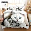 3D Cute Wolves Cat Dog Print Bedding Set Cute Duvet Quilt Cover Wild Animal Tribal Bed Cover With Pillowcases Custom Bed Linen