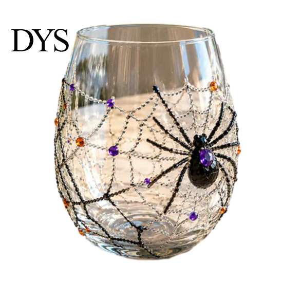 Stiellose Trinkgläser Halloween Glasbecher, Geprägtes Kürbis Geist Katze Fledermaus Glas, Gothic Bar Zubehör Gruselige Getränkebecher, Saisonal