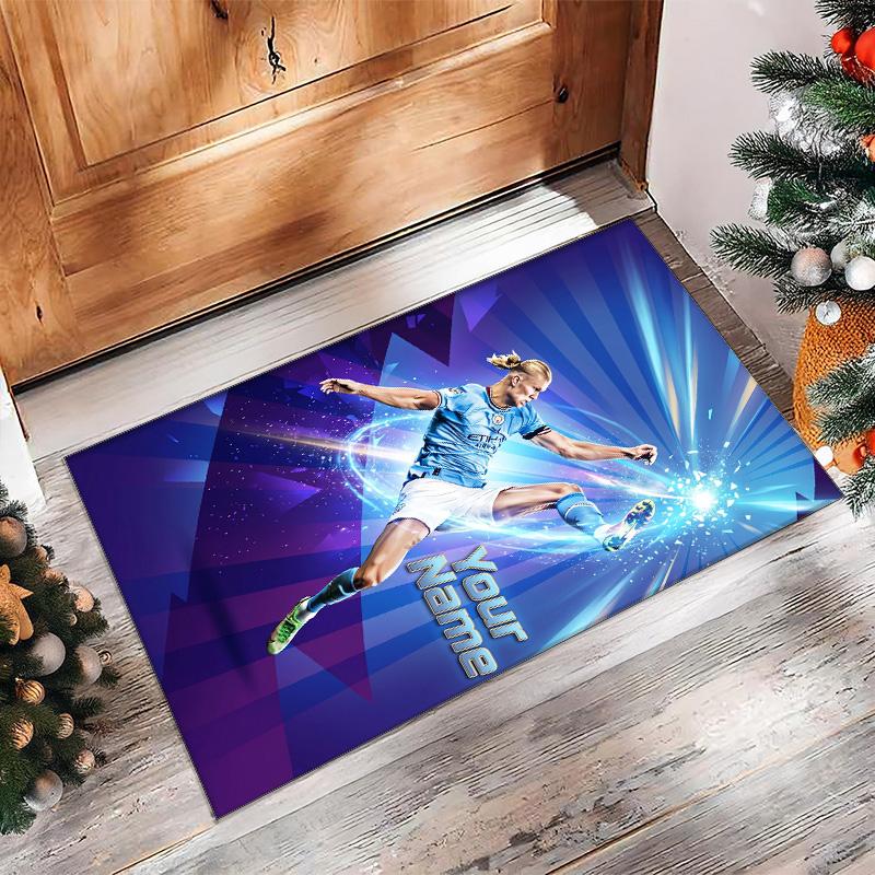 Erling Haaland Printed Crystal Velvet Rug Non‑Slip Crystal Velvet Carpet For Sofa Bedroom Indoor Home Decoration