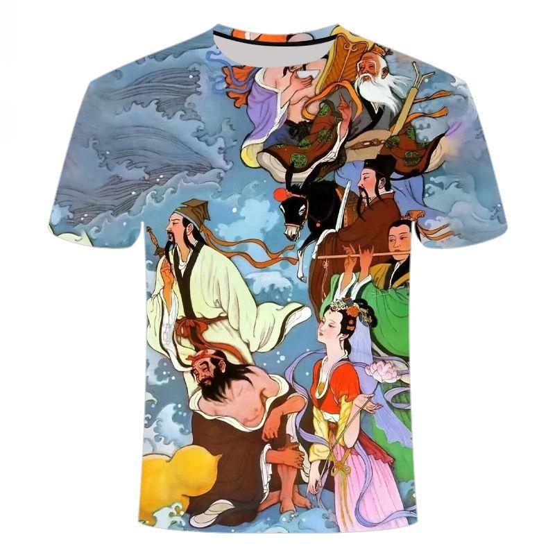 2024 Latest 3D Printed Short Sleeves, Personalized,Creative, Ancient Painting Patterns, Men's and Women's Round Neck T-shirts