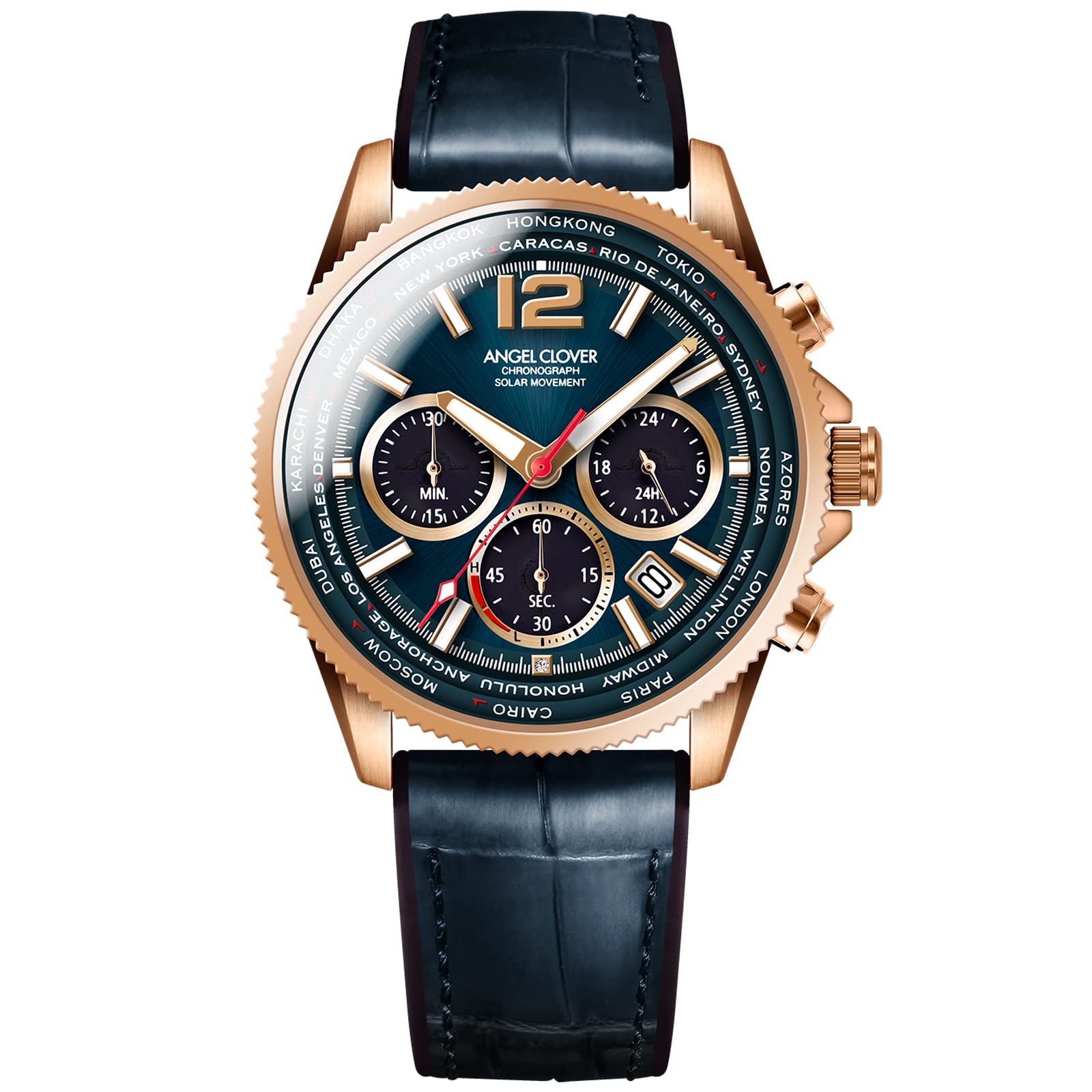 

Часы Angel Clover Mondo Solar Navy Dial Stainless Steel Calf Solar Quartz 43MM Watch [ANGELCLOVER] Кожа/резина MOS42PNV-NV Мужские тёмно-синий