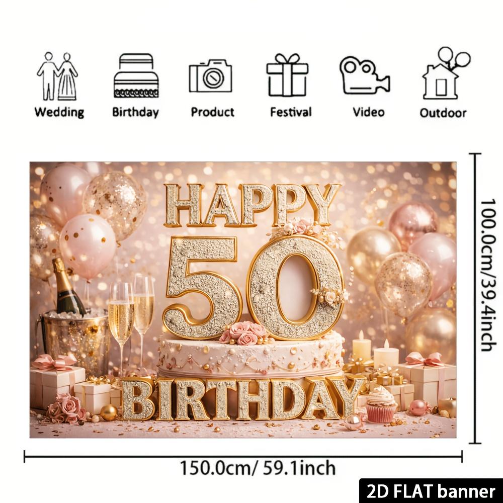 Plano 2D tela de fondo para tarta de champán 50 cumpleaños fiesta de cumpleaños evento de celebración