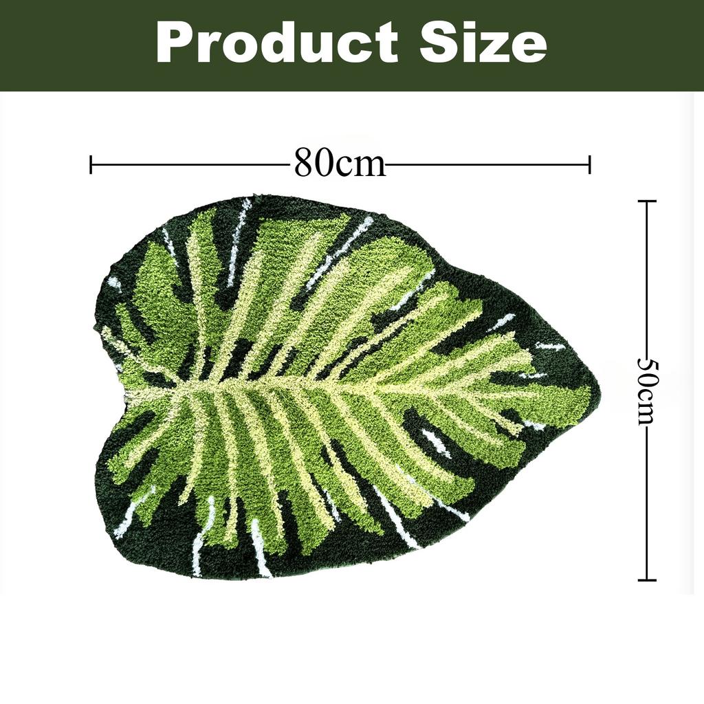 Bathroom Carpet Bath Mat Shower Floor Bath Mat Anti Slip and Water Absorbent Washable Carpet Embossed Leaf Shaped Suitable for Bathroom Laundry Room