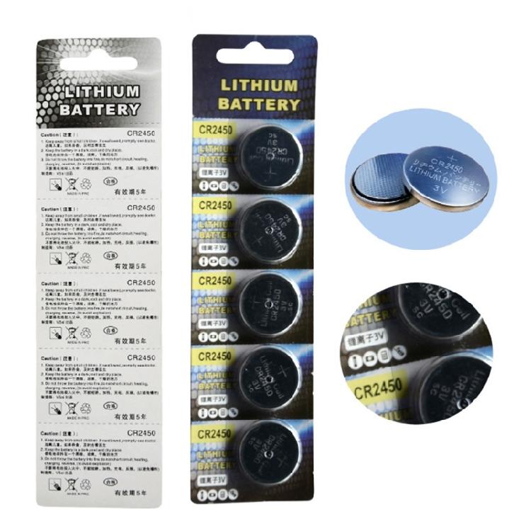 5Pcs 3V CR2450 Lithium Button Battery Coin Cell Button Watch Batteries Cell For Clock Remote Control Calculators