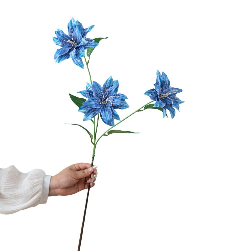 86cm Height Artifiical Flower Branch Flexible Stems Lily Fake Flower  Desktop Ornament