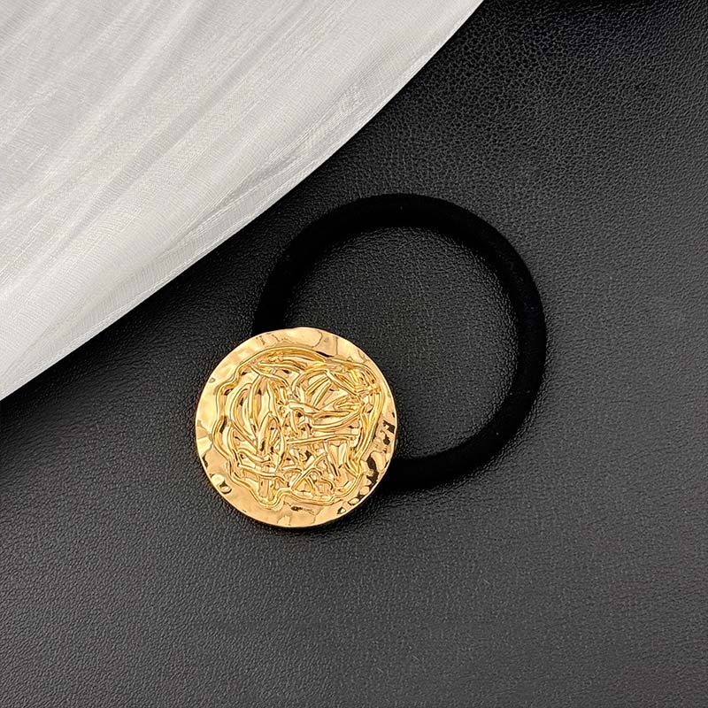 Vintage Metal Geometry Hair Bands Rope for Women  New Trendy Gold Color Elastic Ponytail Holder Headwear Hair Accessories