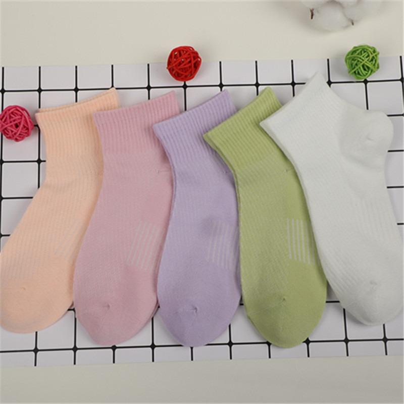 5 Pairs of Women's Summer Thin Pure Color Muggrass Scented Antiodor Breathable Sweat Absorbing Sports Socks