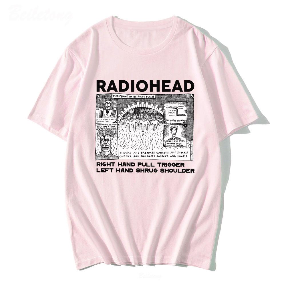 Koszulka Radiohead Męska Zabawne Nadruki Retro Luźne Oddychające Top 100% Bawełna Unisex Koszulki Zespół Rocka Indie Muzyczne Koszulki Męskie Top