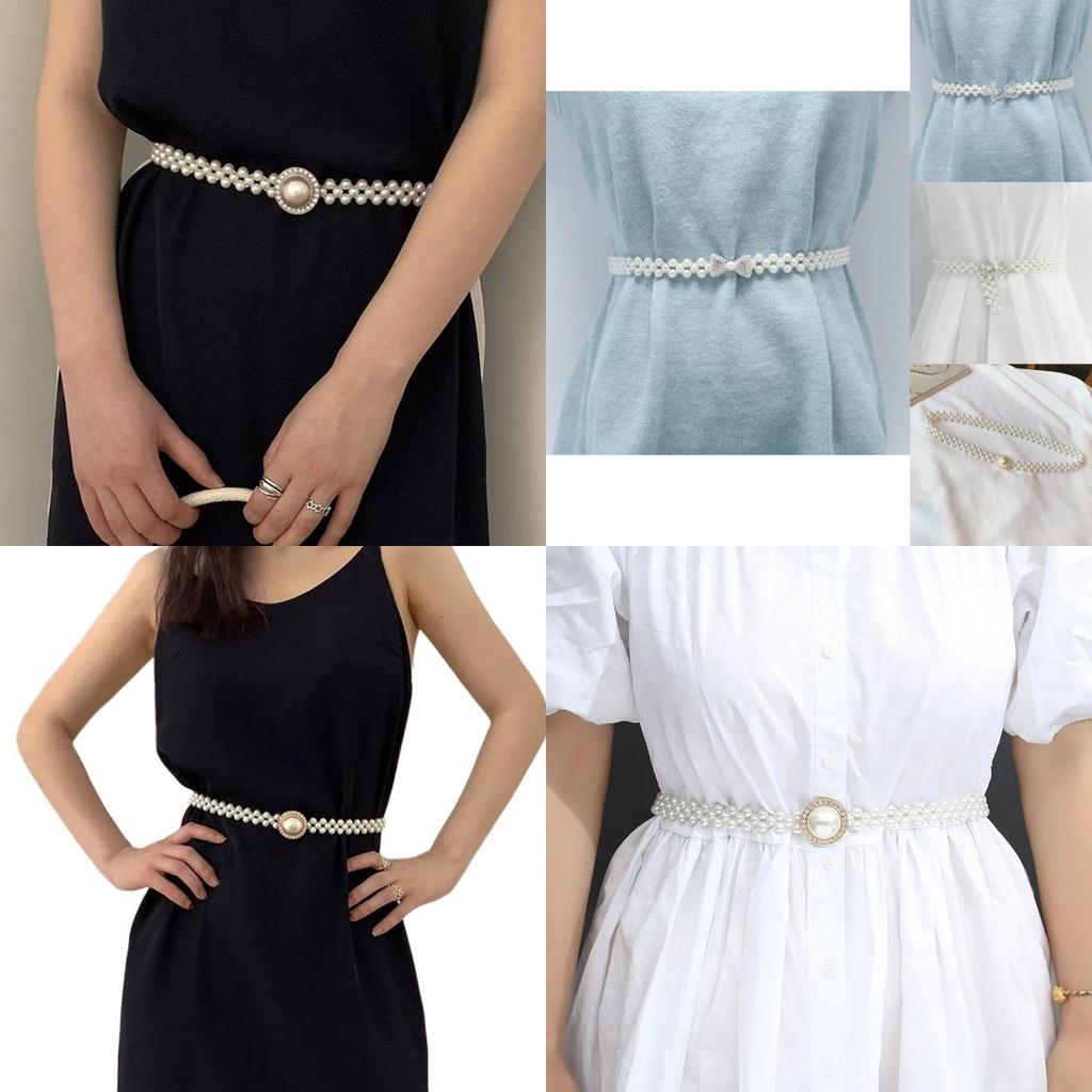 Fashionable Pearl Waist Belt For Dresses With Chic Elastic Design And Trendy Korean Style