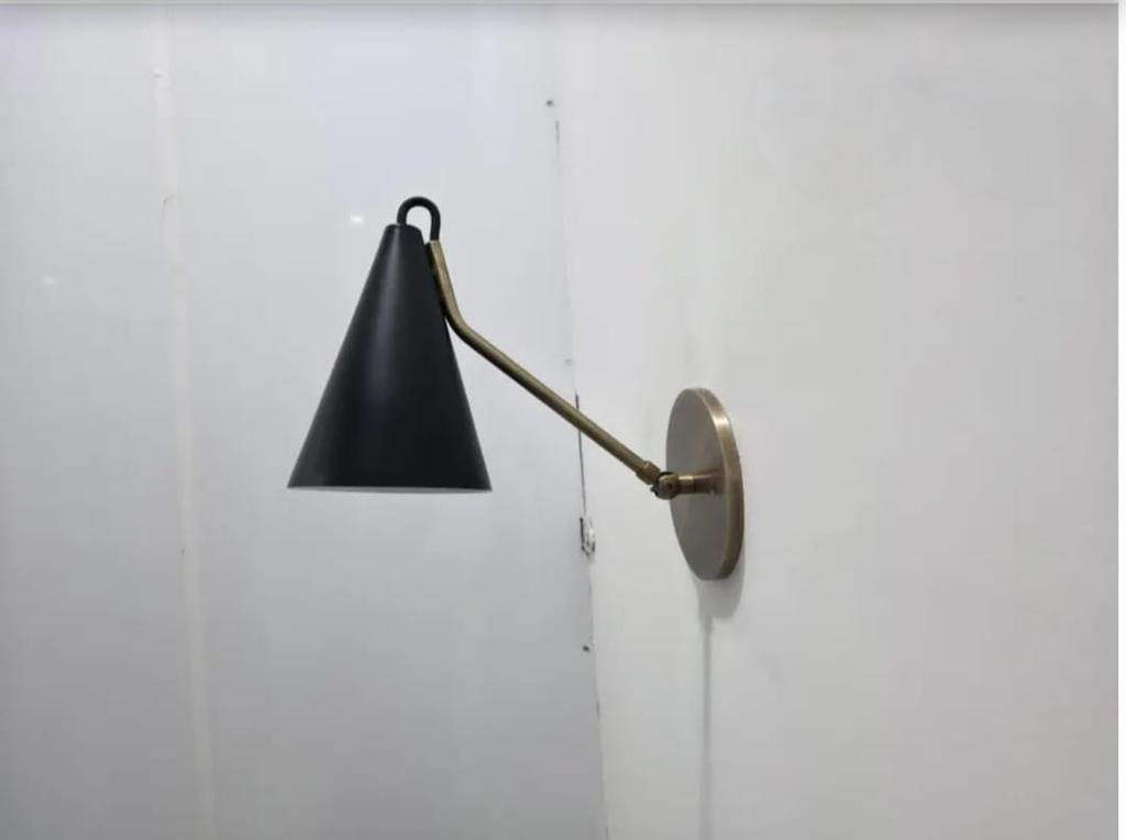 Handcrafted Raw Brass and Black Wall Sconce Flush Mount Lamp