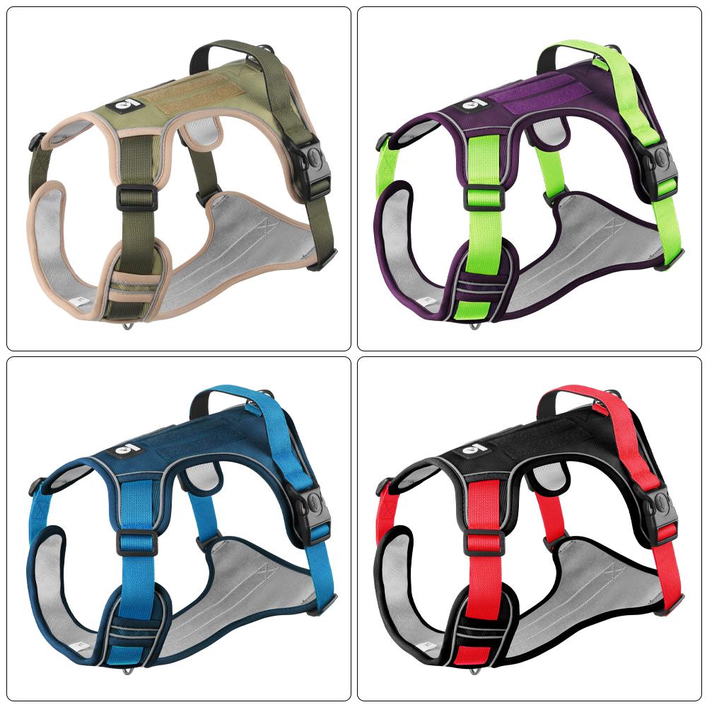Large Dog Harness with Handle Reflective Adjustable Pet Vest Soft Padded Control Harness for Training Walking