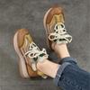 Johnature Genuine Leather Casual Sports Lace Up Anti Slip Women's Shoes Retro Mixed Colors Thick Soled Sneakers